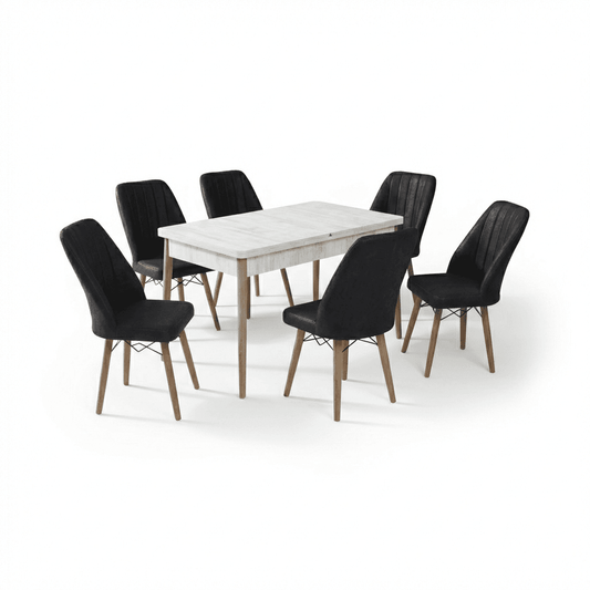 Desire Set Masa 80*170 Extensibila si Scaune 6 bucati Negru