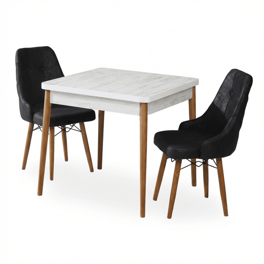 Eros Set Masa 80*80 si Scaune 2 bucati Negru