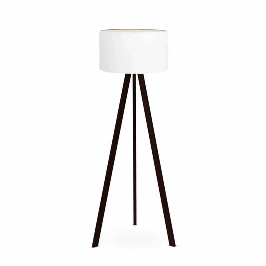 Desire Lampă de podea cu cap alb și picior din lemn închis la culoare - Desire Furniture