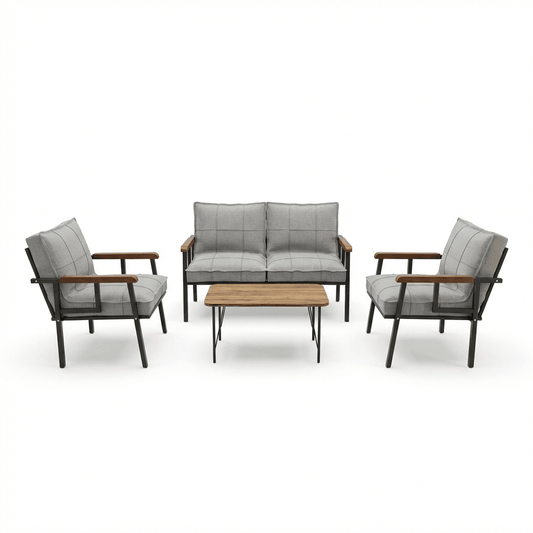 Set Mobilier de Grădină Modern cu Măsuță de Cafea – Canapea 2 Locuri + 2 Fotolii