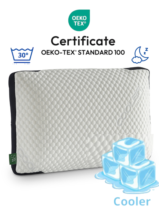 Pernă din burete integral perforat Visco cu husă răcoritoare 60x40x14 cm 1250 gr suport pentru umeri