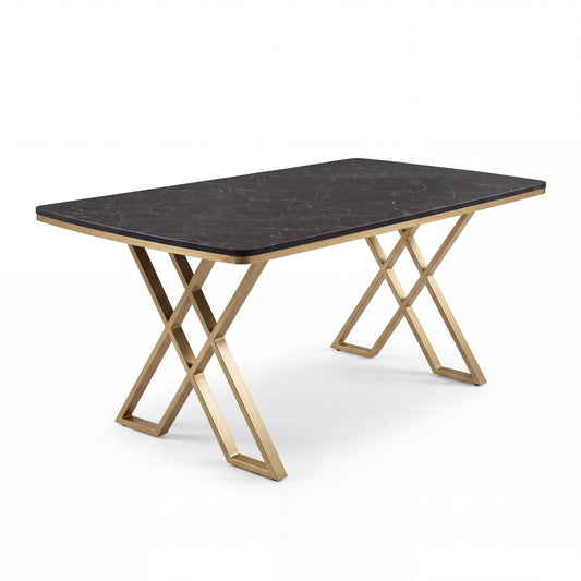 Masa dining X,Detalii Aurii Gold, Bucatarie, Cafenea, Restaurant, 85 x 160 cm -Desire Furniture