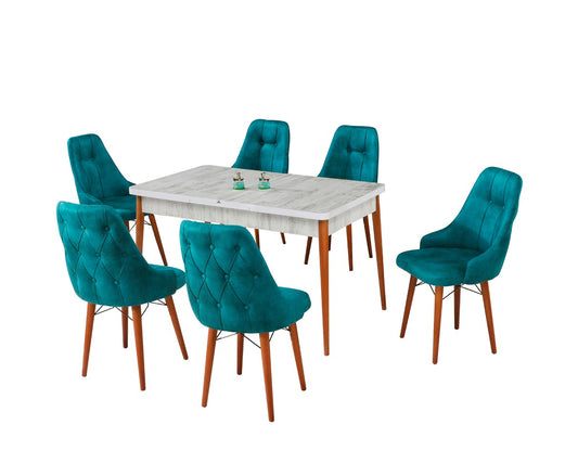 Eros Set masa 80*170 (extensibila) si scaune (6 bucati) Albastru / Desire Furniture - Desire Furniture