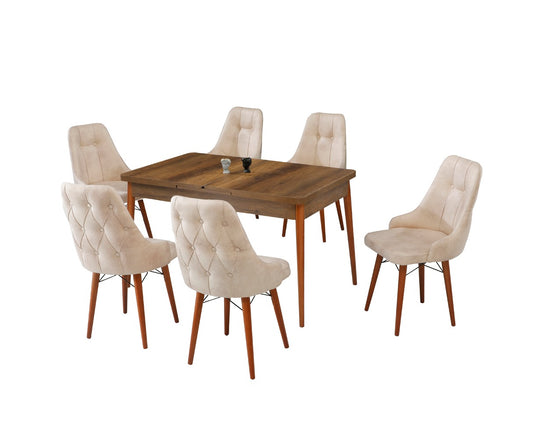 Eros Set masa 80*170 (extensibila) si scaune (6 bucati) Cremă / Desire Furniture - Desire Furniture