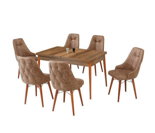 Eros Set masa 80*170 (extensibila) si scaune (6 bucati) Maro / Desire Furniture - Desire Furniture