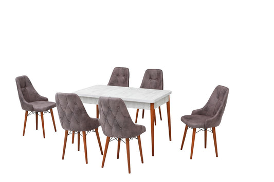 Eros Set masa 80*170 (extensibila) si scaune (6 bucati) Gri / Desire Furniture - Desire Furniture