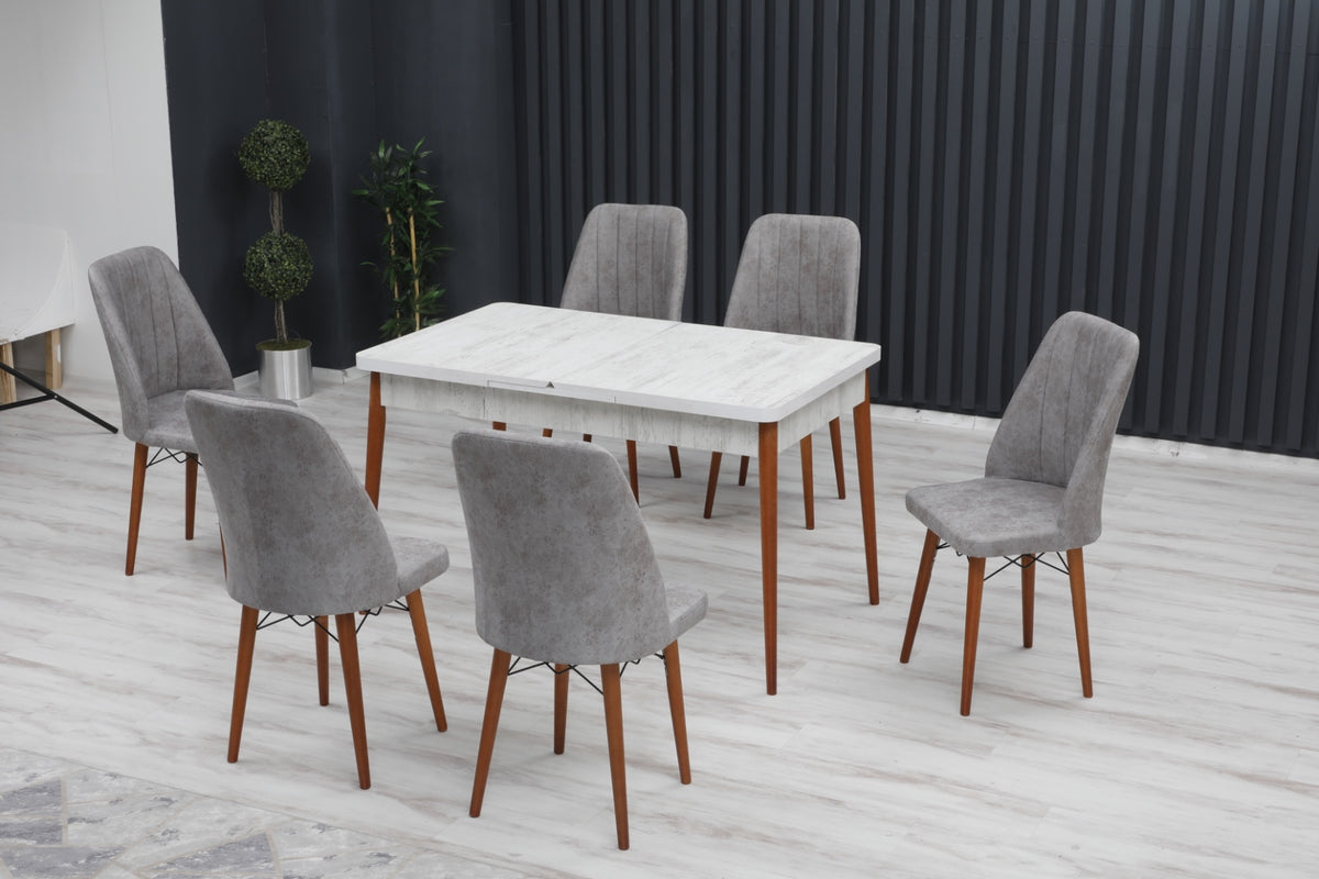 Desire Set masa 80*170 (extensibila) si scaune (6 bucati) Gri / Desire Furniture - Desire Furniture