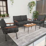 Set Mobilier de Grădină Modern cu Măsuță de Cafea – Canapea 2 Locuri + 2 Fotolii