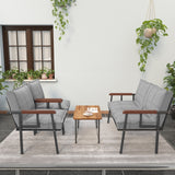 Set Mobilier de Grădină Modern cu Măsuță de Cafea – Canapea 2 Locuri + 2 Fotolii