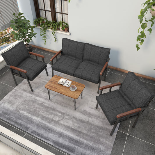 Set Mobilier de Grădină Modern cu Măsuță de Cafea – Canapea 2 Locuri + 2 Fotolii