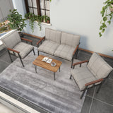 Set Mobilier de Grădină Modern cu Măsuță de Cafea – Canapea 2 Locuri + 2 Fotolii + Masă