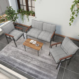 Set Mobilier de Grădină Modern cu Măsuță de Cafea – Canapea 2 Locuri + 2 Fotolii