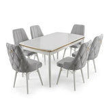Leo Set Extensibila 80x 135 (80 x 178) Si Scaun 6 Buc Crem