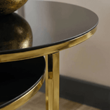 Set Mese de Cafea Rotunde – Design Elegant cu Blat din Sticlă și Structură Metalică