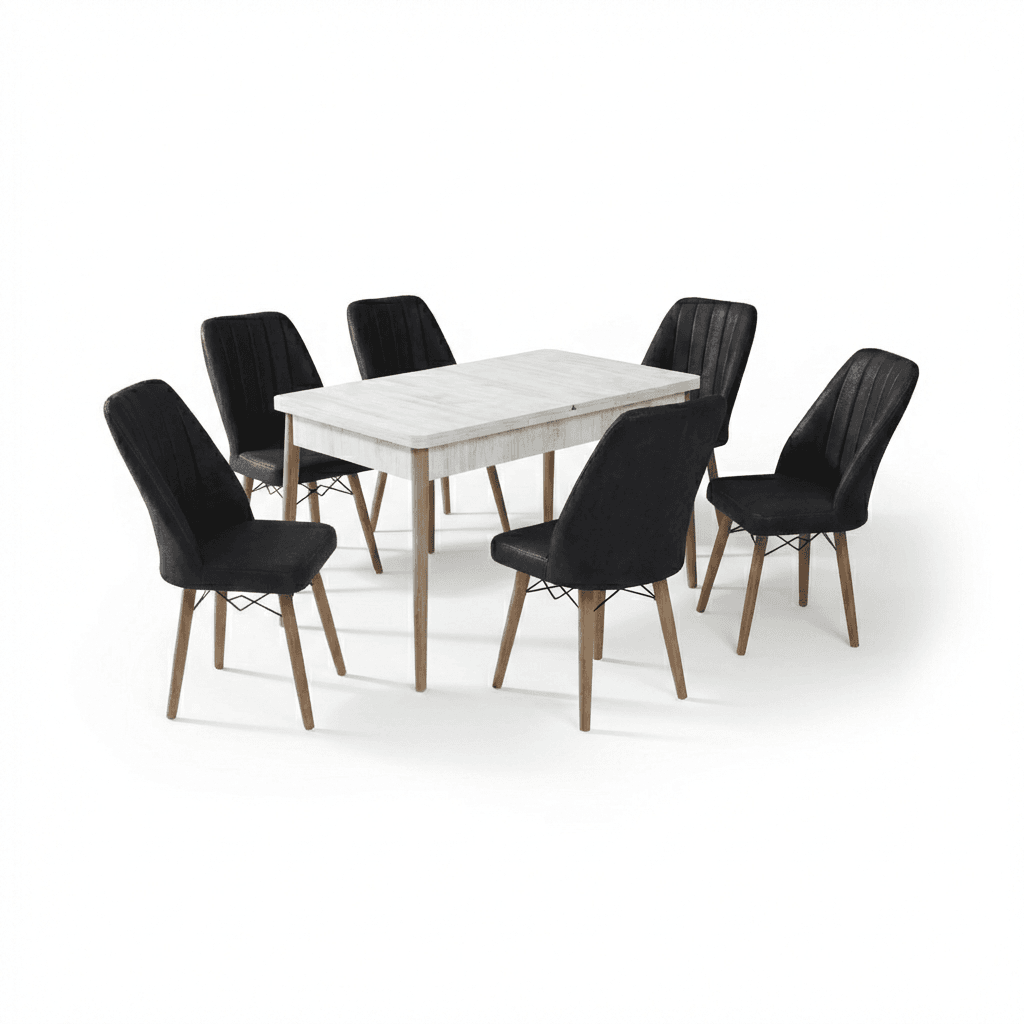 Desire Set Masa 80*170 Extensibila si Scaune 6 bucati Negru
