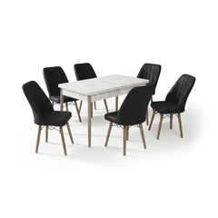 Desire Set Masa 80*170 Extensibila si Scaune 6 bucati Negru