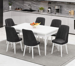 Babyface Madrid Set masa 70*110 (extensibila) si scaune (4 bucati) Gri Antracit / Desire Furniture - Desire Furniture