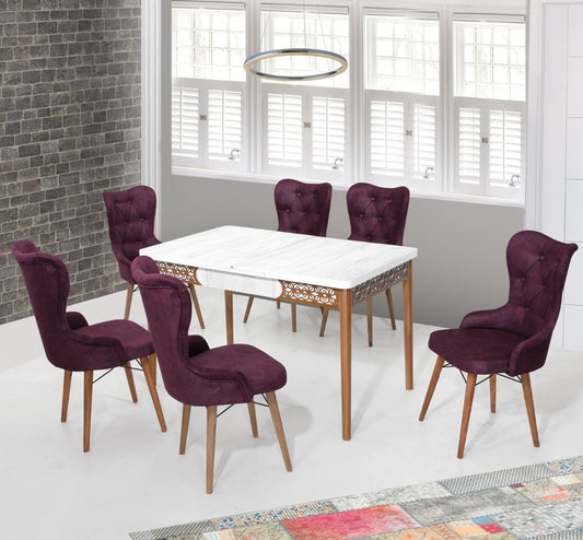Lord Set masa 80*170 (extensibila) si scaune (6 bucati) Damson / Desire Furniture - Desire Furniture