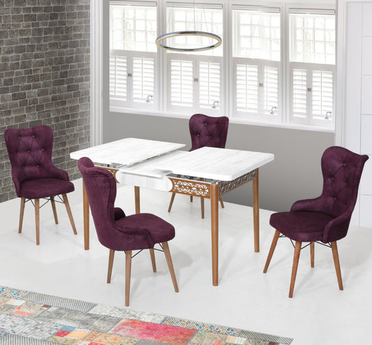 Lord Set masa 70*140 (extensibila) si scaune (4 bucati) Damson / Desire Furniture - Desire Furniture