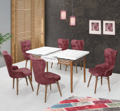 Lord Set masa 80*170 (extensibila) si scaune (6 bucati) Trandafir Uscat / Desire Furniture - Desire Furniture