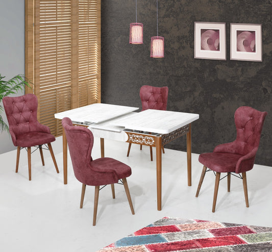 Lord Set masa 70*140 (extensibila) si scaune (4 bucati) Trandafir Uscat / Desire Furniture - Desire Furniture