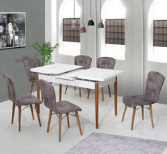 Safir Set Masa 80*170 Extensibila si Scaune 6 bucati Gri