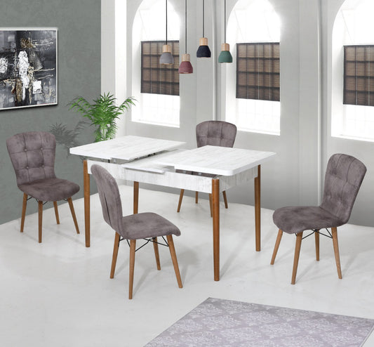 Safir Set masa 70*140 (extensibila) si scaune (4 bucati) Gri / Desire Furniture - Desire Furniture