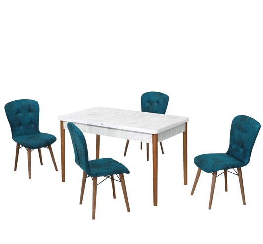 Safir Set masa 70*140 (extensibila) si scaune (4 bucati) Albastru / Desire Furniture - Desire Furniture