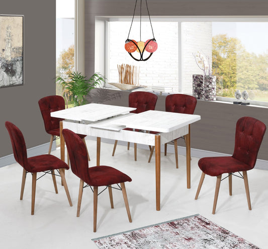 Safir Set masa 80*170 (extensibila) si scaune (6 bucati) Burgundia / Desire Furniture - Desire Furniture