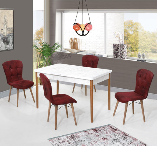 Safir Set masa 70*140 (extensibila) si scaune (4 bucati) Burgundia / Desire Furniture - Desire Furniture