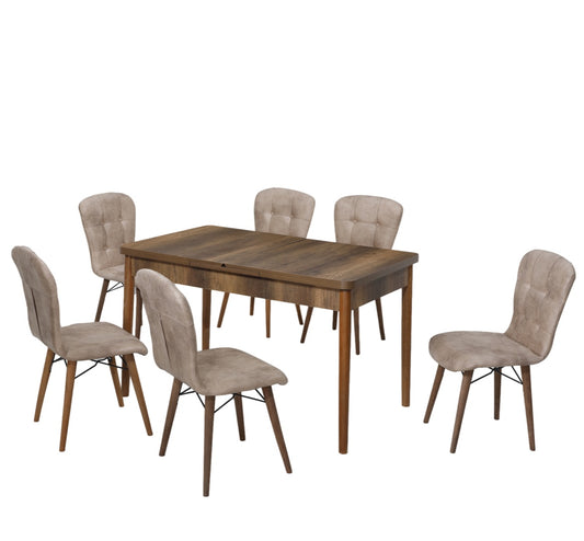 Safir Set masa 80*170 (extensibila) si scaune (6 bucati) Maro / Desire Furniture - Desire Furniture