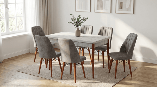 Desire Set Masa 80*170 Extensibila si Scaune 6 bucati Gri