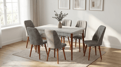 Desire Set Masa 80*170 Extensibila si Scaune 6 bucati Gri