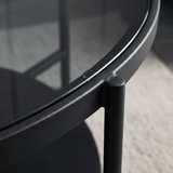 Masă de Cafea Rotundă – Design Modern cu Blat MDF Nanotech și Sticlă Securizată