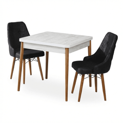 Eros Set Masa 80*80 si Scaune 2 bucati Negru
