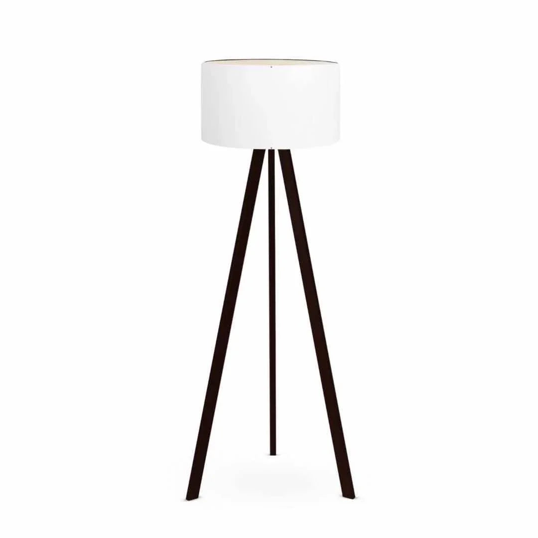 Desire Lampă de podea cu cap alb și picior din lemn închis la culoare - Desire Furniture