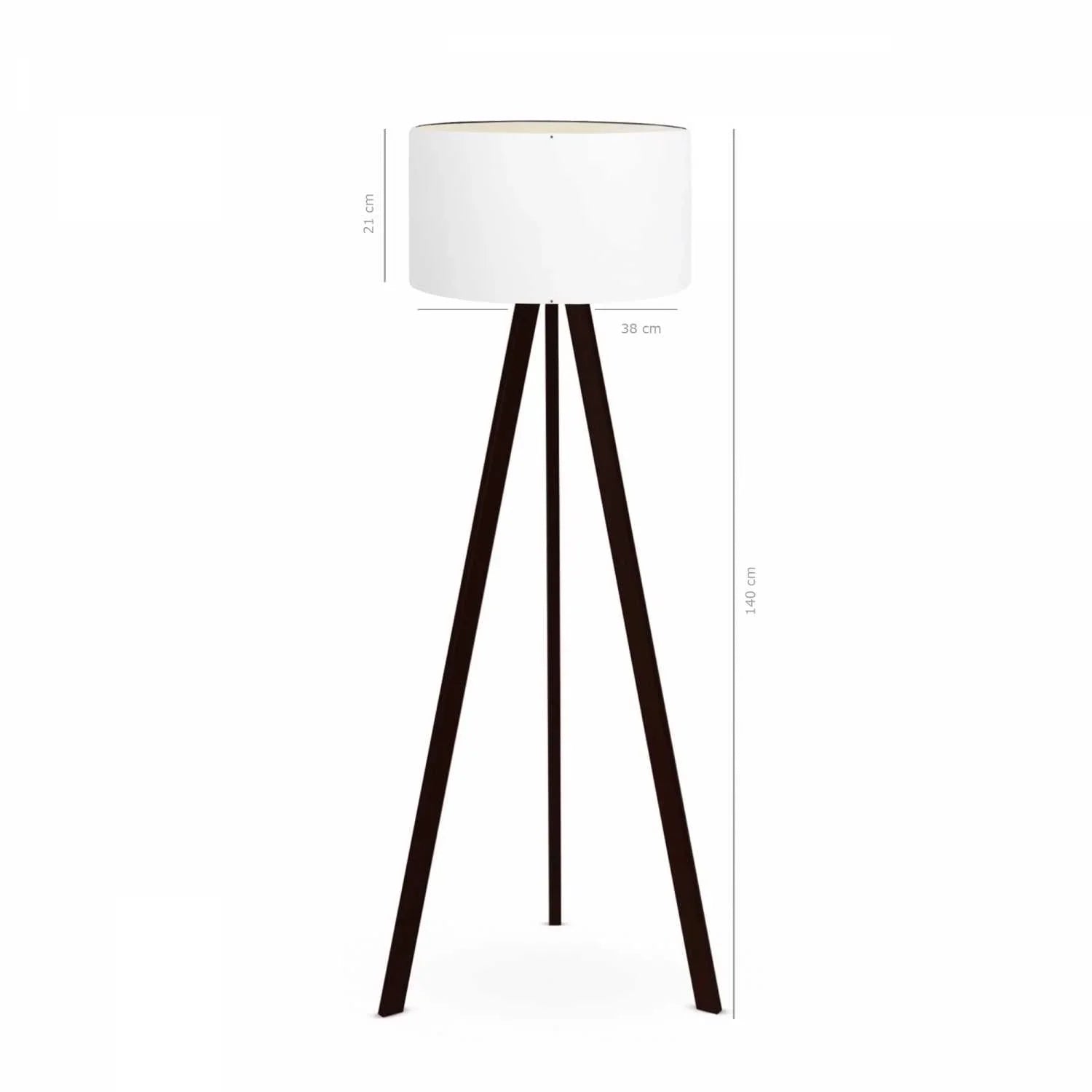 Desire Lampă de podea cu cap alb și picior din lemn închis la culoare - Desire Furniture