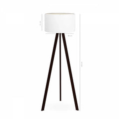 Desire Lampă de podea cu cap alb și picior din lemn închis la culoare - Desire Furniture
