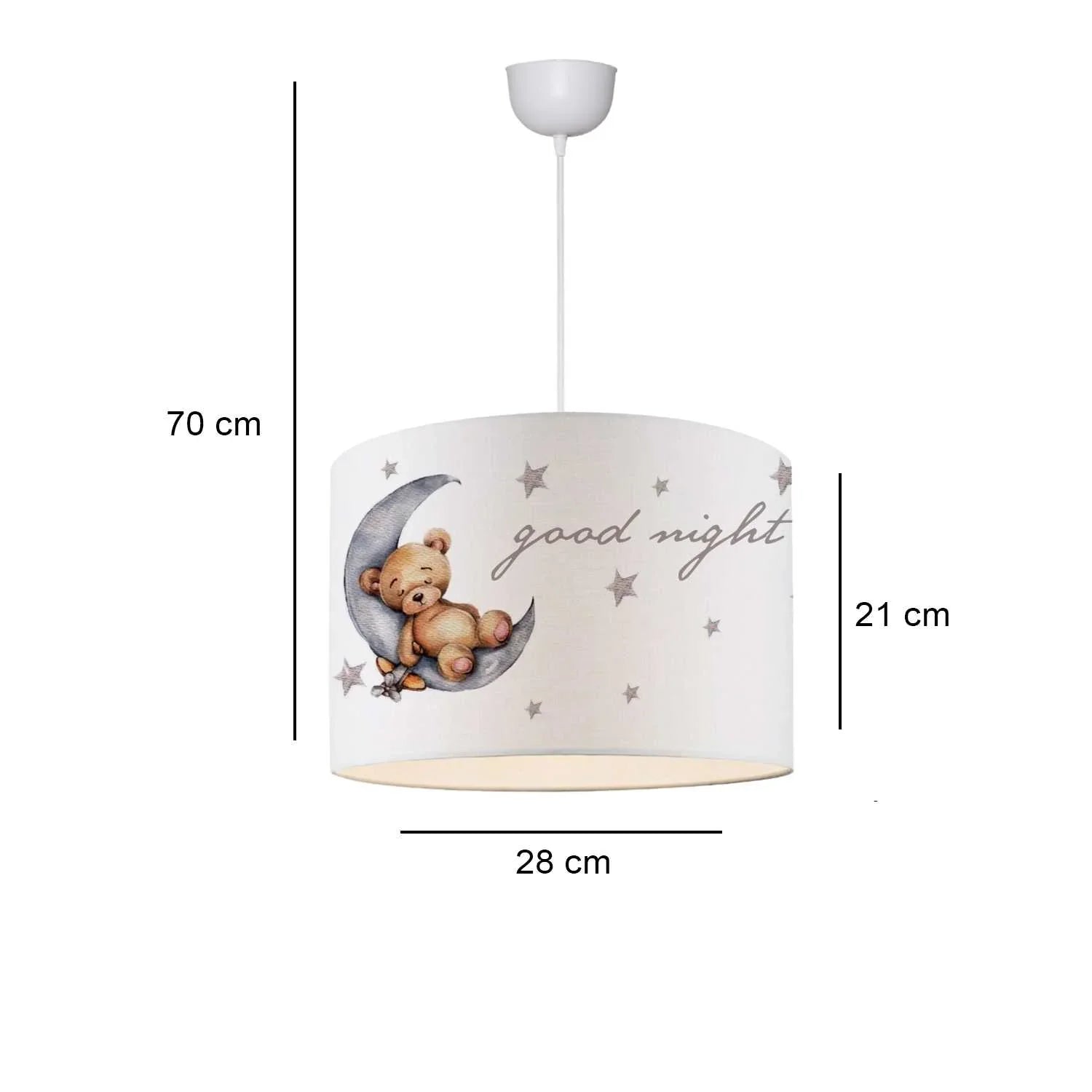 Desire Lampă suspendată pentru camera copiilor cu imprimeu textil și ursuleți de pluș drăguți, 28' - Desire Furniture