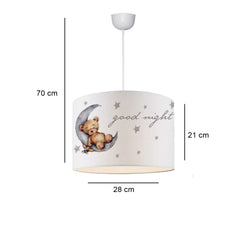 Desire Lampă suspendată pentru camera copiilor cu imprimeu textil și ursuleți de pluș drăguți, 28' - Desire Furniture