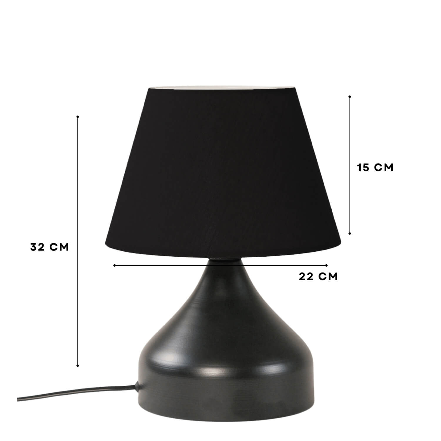 Desire Abajur din material textil negru cu corp metalic Milano - Desire Furniture