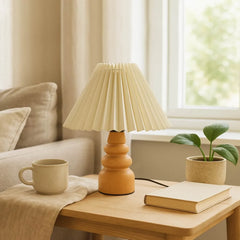 Desire Abajur din lemn Natural plisat - Desire Furniture