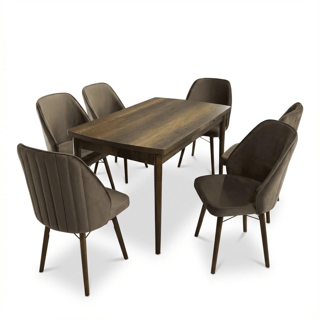 Sormis Set Extensibila 80x 135 (80 x 178) Si Scaun 6 Buc Maro