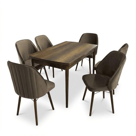 Sormis Set Extensibila 80x 135 (80 x 178) Si Scaun 6 Buc Maro