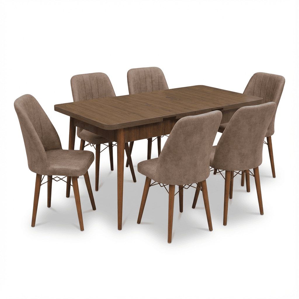 Desire Set Masa 80*170 Extensibila si Scaune 6 bucati Maro