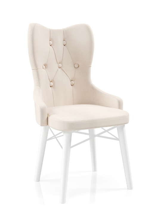 Babyface Lord Scaun Cremă (Picior Alb) / Desire Furniture - Desire Furniture