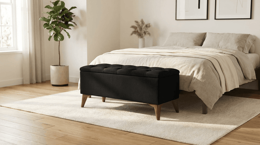 Taburet Chester cu Depozitare Negru