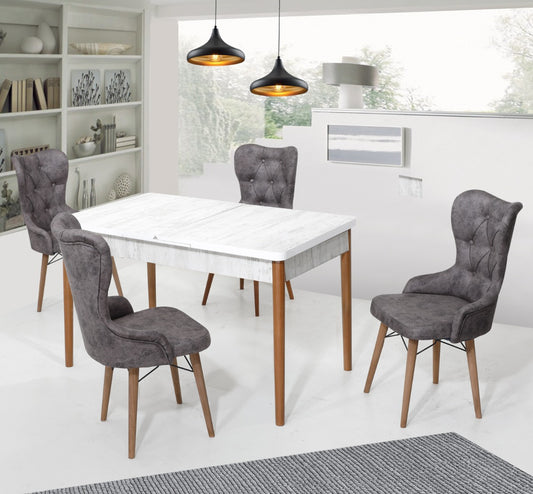 Lord Set masa 70*140 (extensibila) si scaune (4 bucati) Gri / Desire Furniture - Desire Furniture
