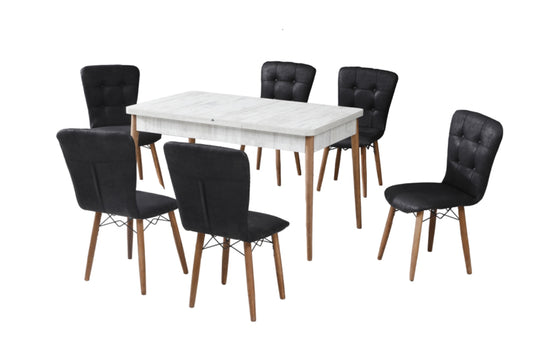 Safir Set masa 80*170 (extensibila) si scaune (6 bucati) Negru / Desire Furniture - Desire Furniture