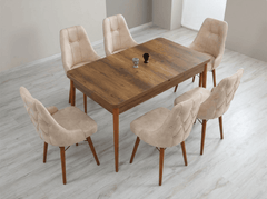 Eros Set Masa 80*170 Extensibila si Scaune 6 bucati Crema